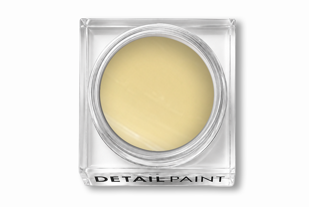 A square clear pot containing a pale yellow HEMA-Free art gel product.