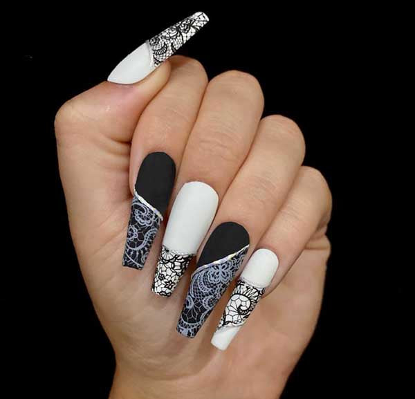 Lámina de uñas de encaje blanco 
